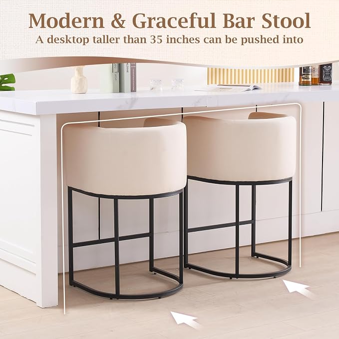 ClinQ 26" H Counter Height Bar Stools Set of 1, Modern Barrel Counter Stools - Image 4