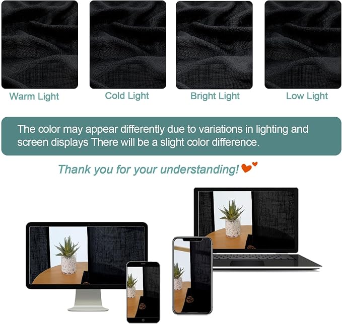 Chyhomenyc Black Semi Sheer Curtains 72 Inch Length 2 Panels Set, Light - Image 3