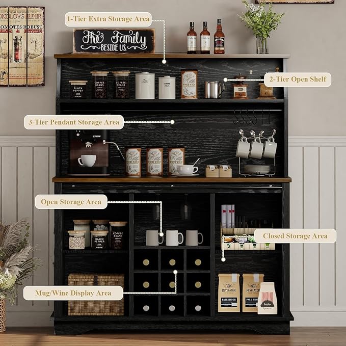 REVOMINCA 47 Inch Farmhouse Coffee Bar Cabinet - Image 3