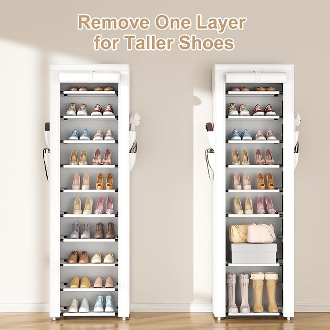 ROJASOP Shoe Rack with Covers 10 Tier Large Shoe Organizer Tall Shoe Closet - Image 6