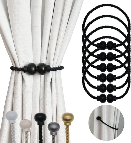 6 Pack Magnetic Curtain Tiebacks Modern Handmade Rope Curtain Tie Backs by HIASTRA