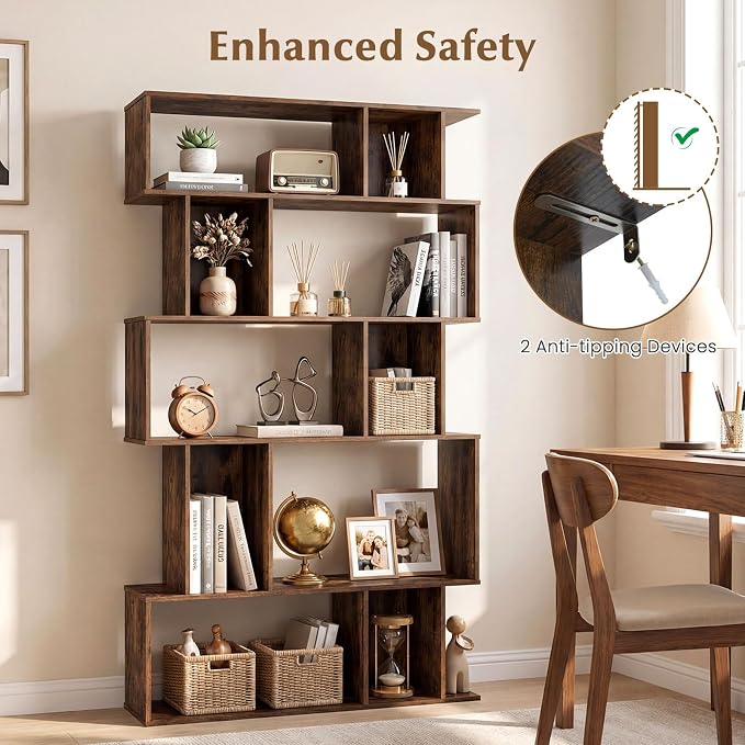 Giantex 5-Tier Bookshelves Set of 2, 10-Cube Geometric Bookcase - Image 7