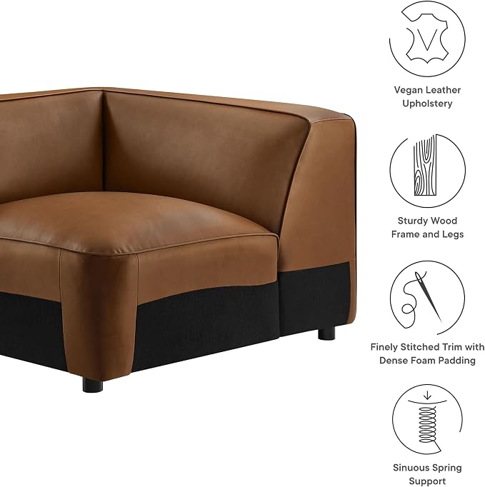 Modway Auren Vegan Leather Corner Modular Chair in Coffee - Image 4