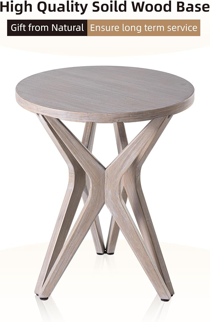 Pedestal Farmhouse End Table Set of 2, Distressed Top - Image 5