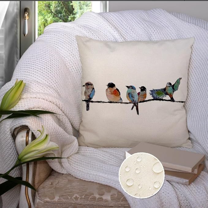 RABUSOFA Outdoor Pillow Covers 16x16 Inch, Outdoor Bird Lumbar Throw Pillow - Image 3