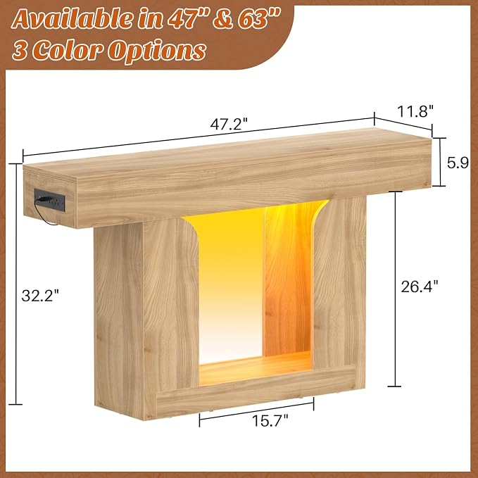 Homieasy Console Table, Farmhouse Wooden Sofa Table Behind Couch, Narrow - Image 2