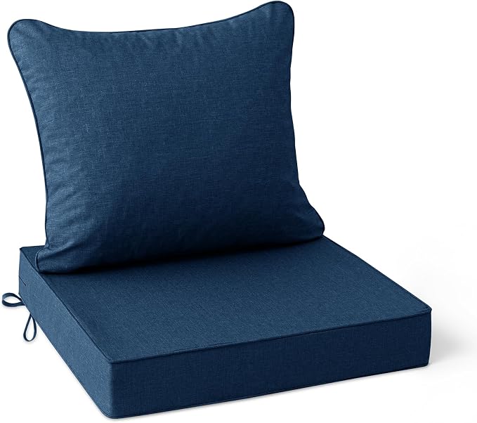 Summsun Outdoor Chair Cushions, Faux Linen Backrest and Deep Seat Cushion Set by SUMMSUN