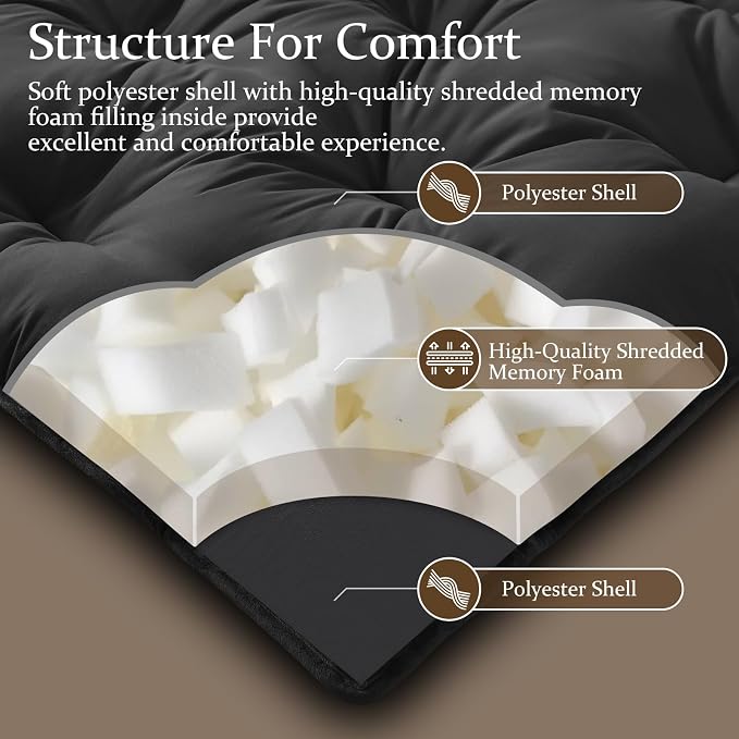 SHOUREN Japanese Futon Mattress Floor Mattress 3" Tatami Mat, Shredded Memory - Image 7