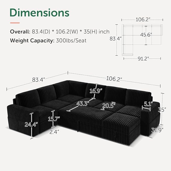 HONBAY Modular Sectional Sleeper Sofa - Image 2