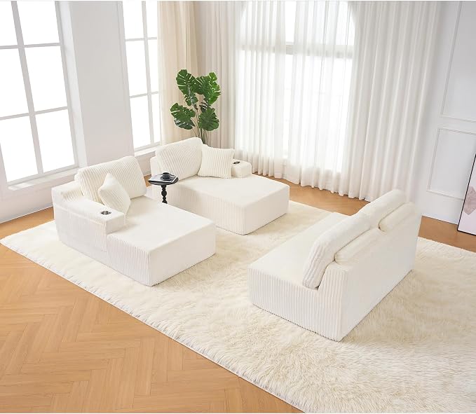 130" Modular Sectional Sleeper Sofa, Modern Cloud Sectional Sofa Couch - Image 3