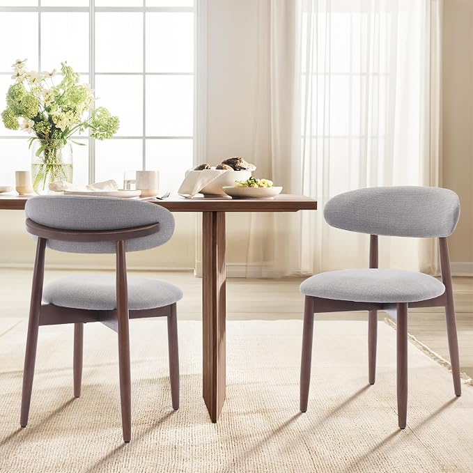 COLAMY Wooden Dining Chairs Set of 2, Modern Fabric Upholstered Dining Room - Image 9