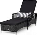 COSTWAY PE Rattan Chaise Lounge Chair, 6 Gear Adjustable Recliner by COSTWAY