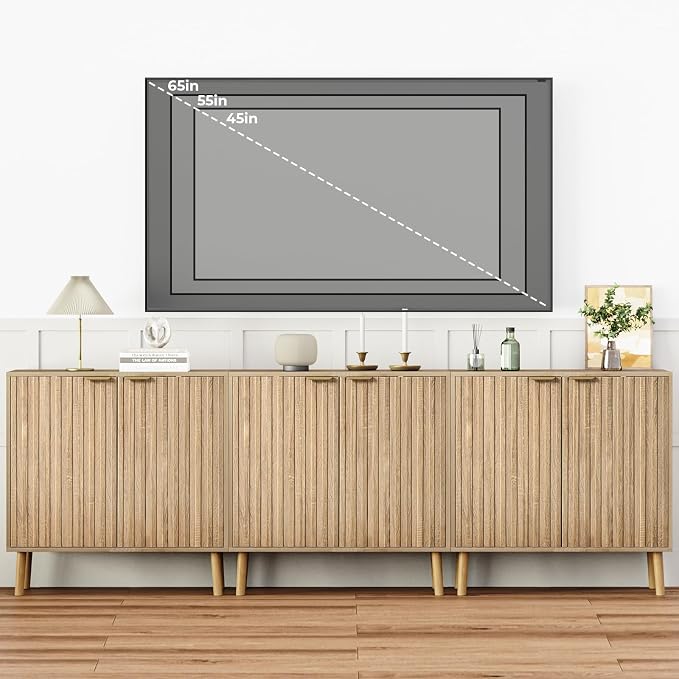 Vrullu Fluted Storage Cabinet, Free Standing Buffet, Wood Sideboard, Dining Room - Image 3