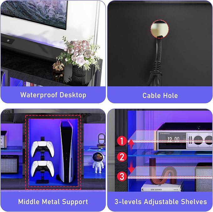 71in Large LED TV Stands W/Power Outlet - Image 5