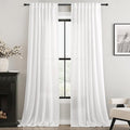 White Curtains 105 inches Long 2 Panels Back Tab Light Filtering Cotton by Jolilight