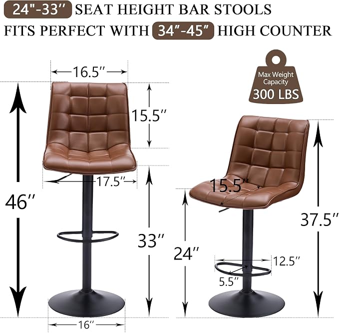FIRAVOE Counter Height Bar Stools, Swivel Barstools Set of 3 - Image 2
