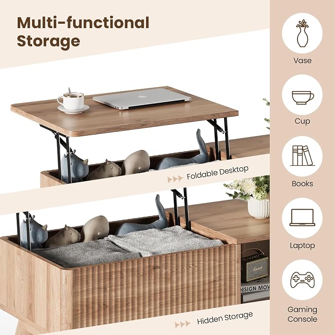 Wood Lift Top Coffee Table - Image 4