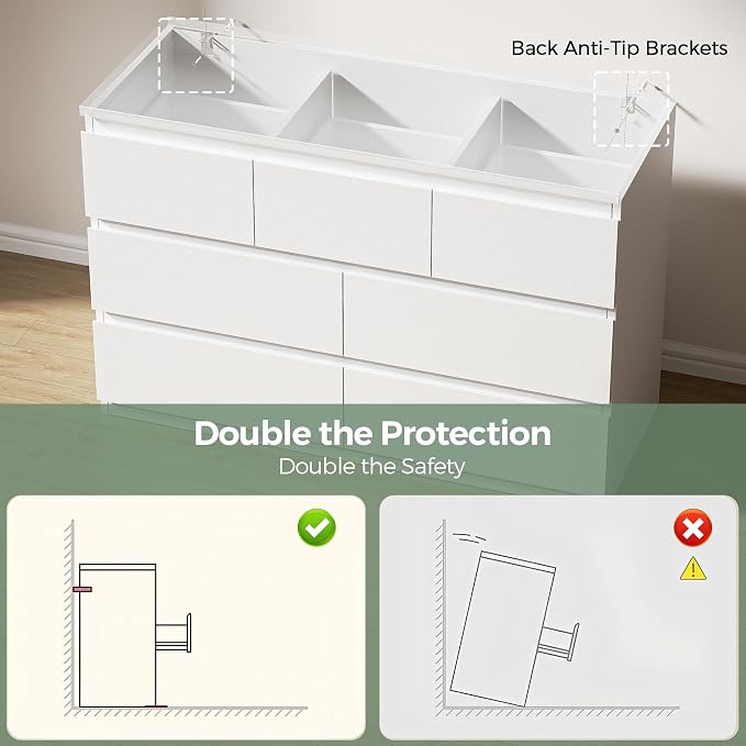 Jocoevol Modern White 7 Drawer Dresser - Image 7