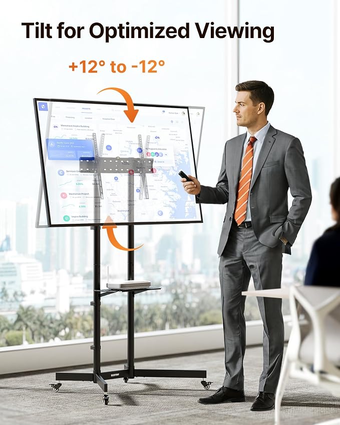 Heavy-Duty Rolling TV Stand for 32–85" Screens — Supports 187 lbs, Stable - Image 3