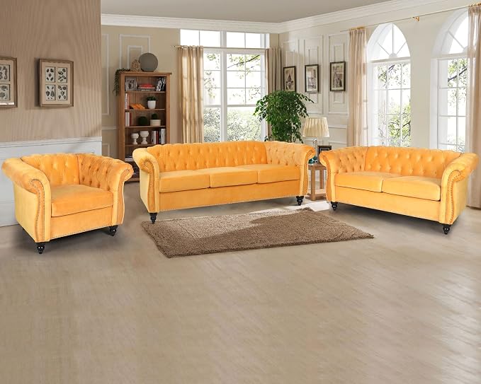 RARZOE 2 Pieces of Living Room Furniture Sofa Sets, Modern Contemporary Tufted - Image 3