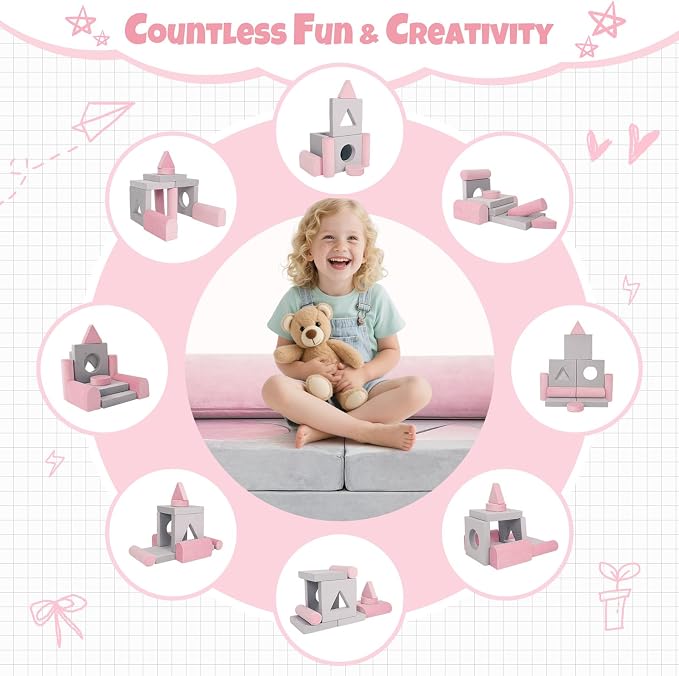 Modular Kids Play Sofa Multifunctional Kids Sofa Convertible Foam Floor Mat - Image 5