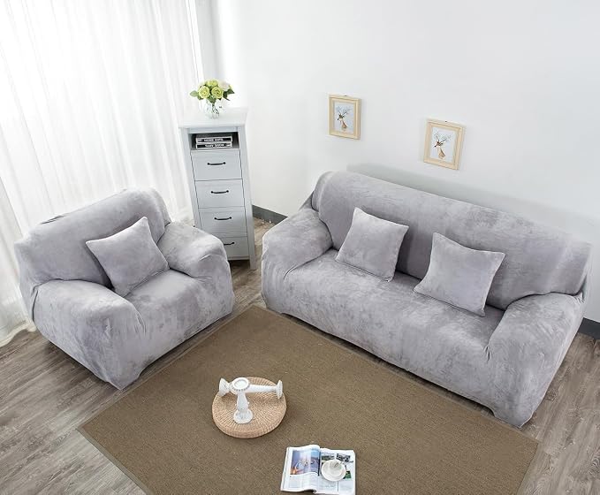 vctops 1-Piece Velvet Plush Stretch Chair Sofa Slipcover Soft Fuzzy Fluffy - Image 3