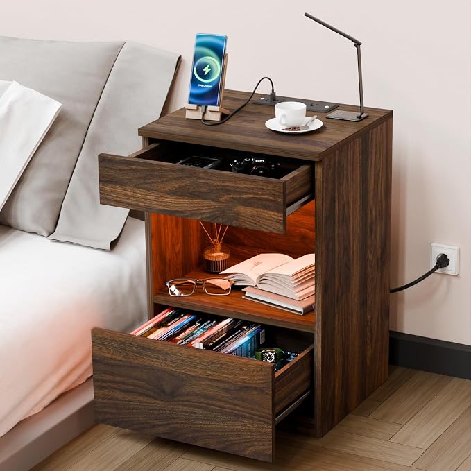 HOMMPA Open Shelf LED Nightstand by Hommpa