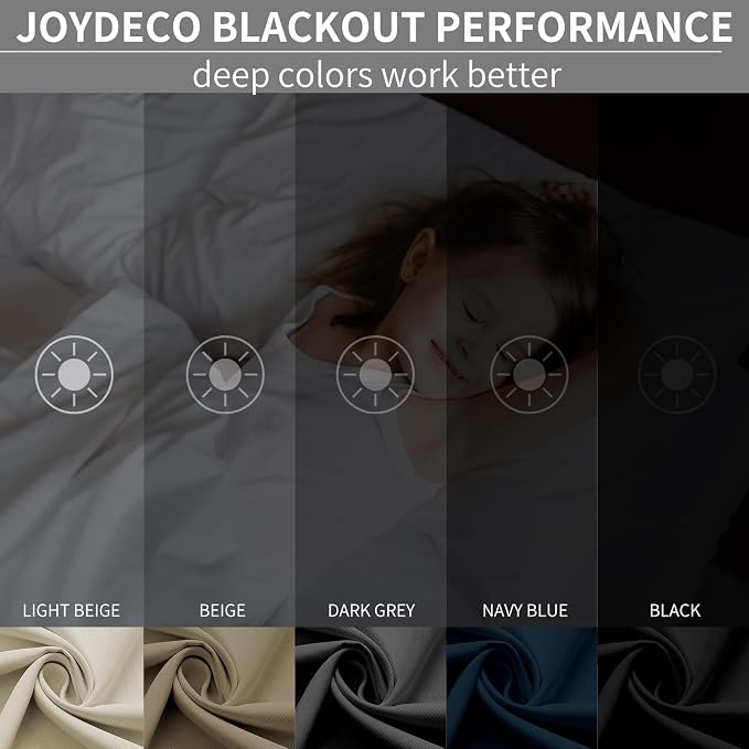 Joydeco Blackout Curtains 95 Inches Long 2 Panels Set, Thermal Insulated Long - Image 2
