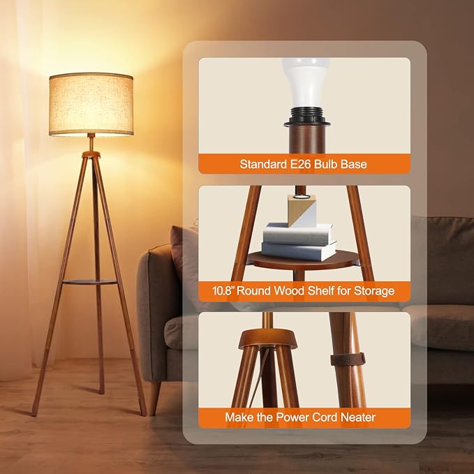 OUTON Wood Tripod Floor Lamp - Image 3