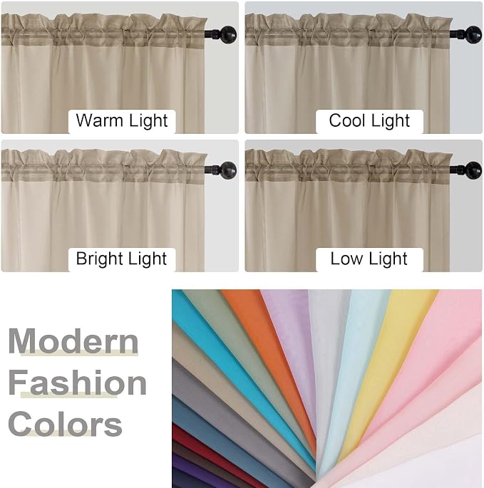 Taupe Sheer Curtain for Bedroom Living Room 78 Inches Long 2 Panels Set - Image 7