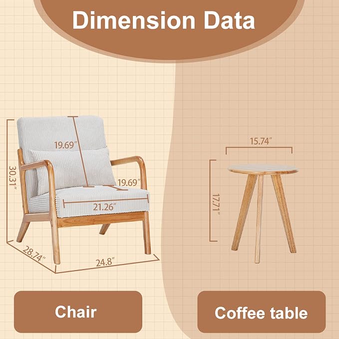 Beige Midcentury Modern Accent Chair - Image 2
