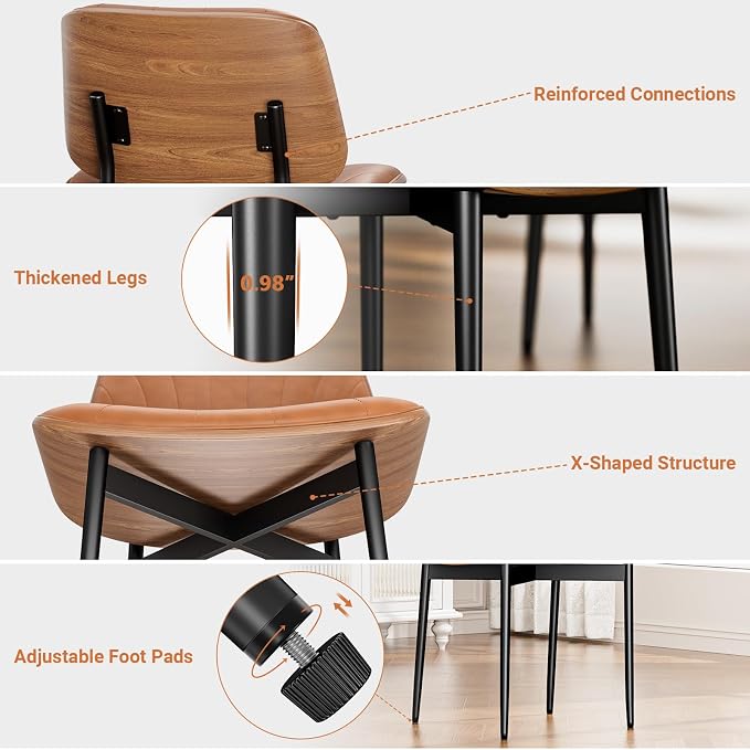YaFiti Dining Chairs Set of 6, Dining Room and Kitchen Chairs, Mid Century - Image 5