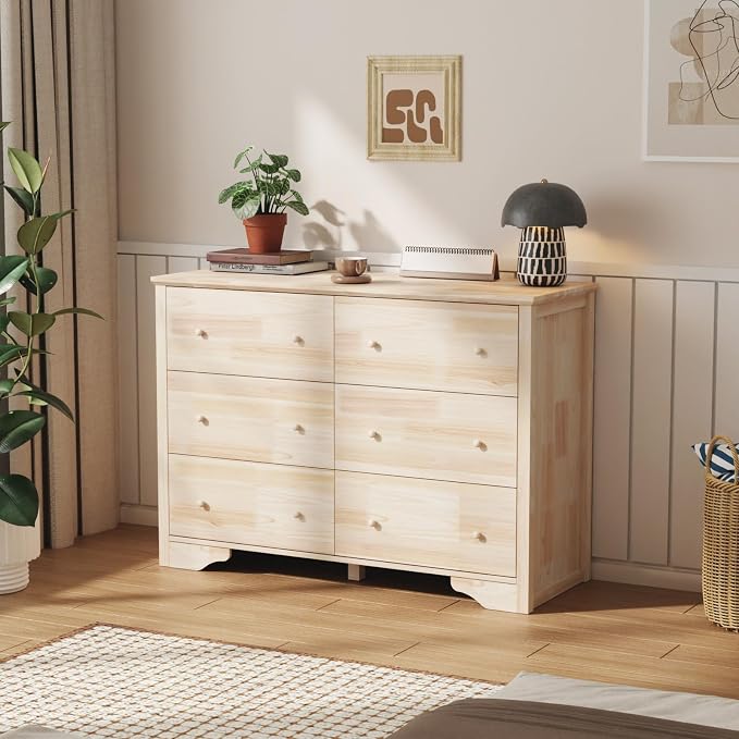 VINGLI Solid Wood Dresser Unfinished by VINGLI