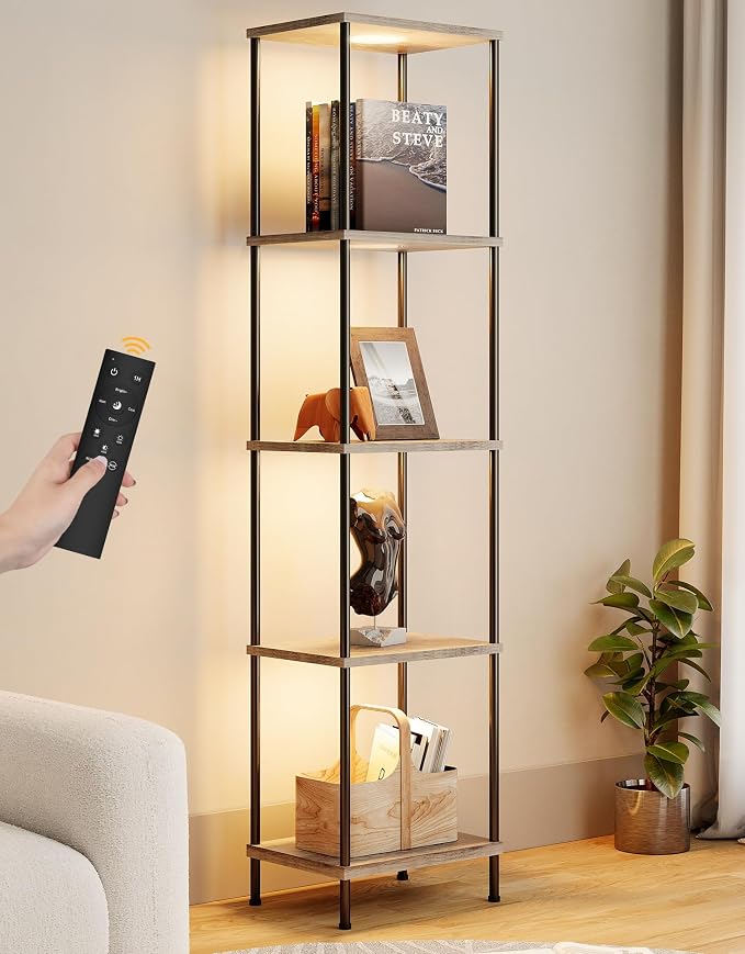 Display Shelf with RGBW Light, Color Changing Curio Cabinet Floor Lamp with by PARTPHONER