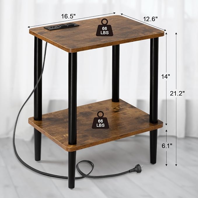 FORAOFUR End Table with Charge Station, Small End Tables Living Room, - Image 3