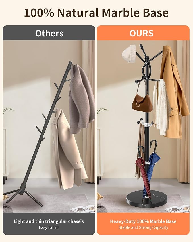 ZOZOE Metal Coat Rack Stand, Modern Coat Rack Freestanding - Image 4