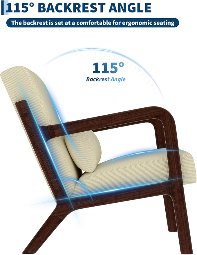 Garvee Mid-Century Accent Chair Set of 2, Cozy Reading Chair, Modern Lounge - Image 5
