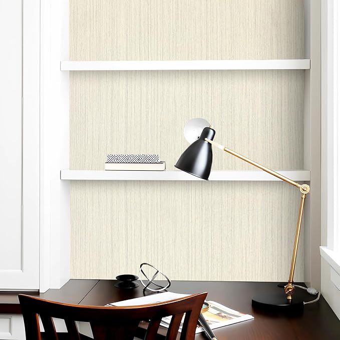 Grasscloth Peel and Stick Wallpaper Modern 15.7in x 118.1in Textured Linen - Image 6