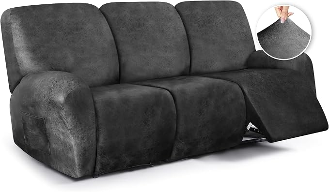 ANARACHON Leather Look Recliner Couch Cover, 8-Pieces Stretch Recliner Sofa by ANARACHON