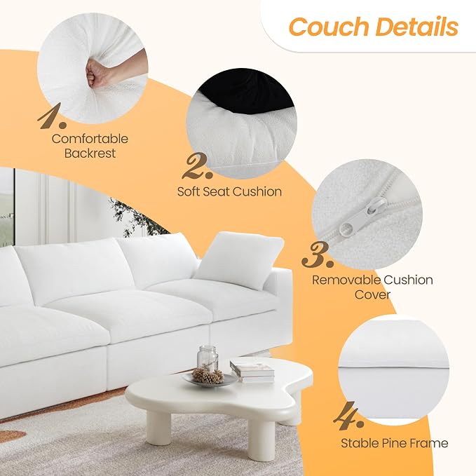 JACH V-Shaped Couch Sectional for Living Room, 5-Seats Modular Convertible - Image 3