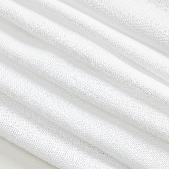 MYSKY HOME White Curtains 84 Inch Length 2 Panels Set, Semi Sheer Cotton Blend - Image 6