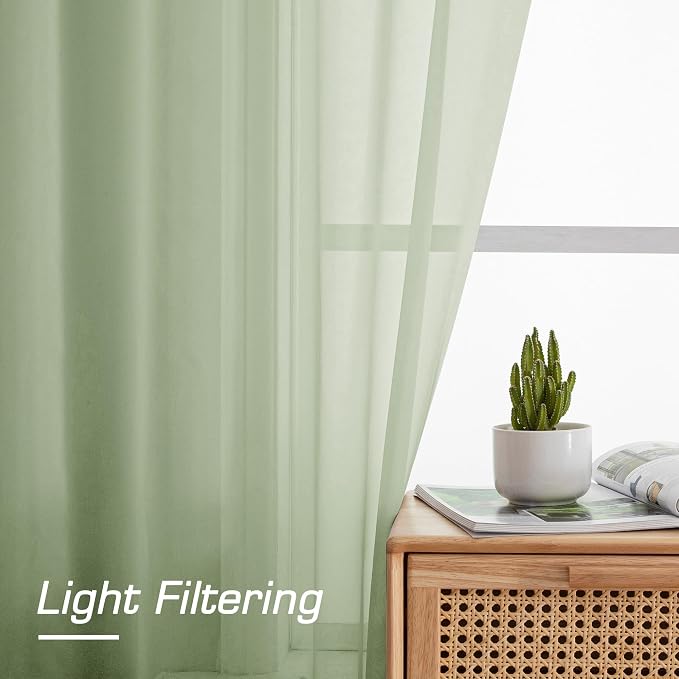OWENIE Sheer Curtains 78 inches Long 2 Panels Set - Image 2