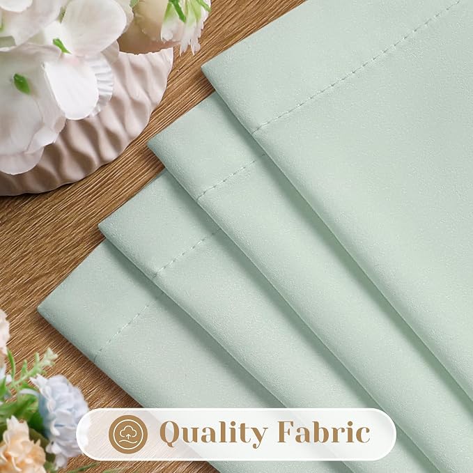 HOMEIDEAS Non-See-Through Sage Green Privacy Sheer Curtains, 52 X 45 Inches - Image 4