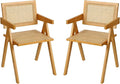 Furlide Rattan Dining Chairs Set of 2, Modern Mid Century Accent Chairs by Furlide
