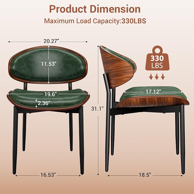 YaFiti Dining Chairs Set of 6, Dining Room and Kitchen Chairs, Mid Century - Image 2