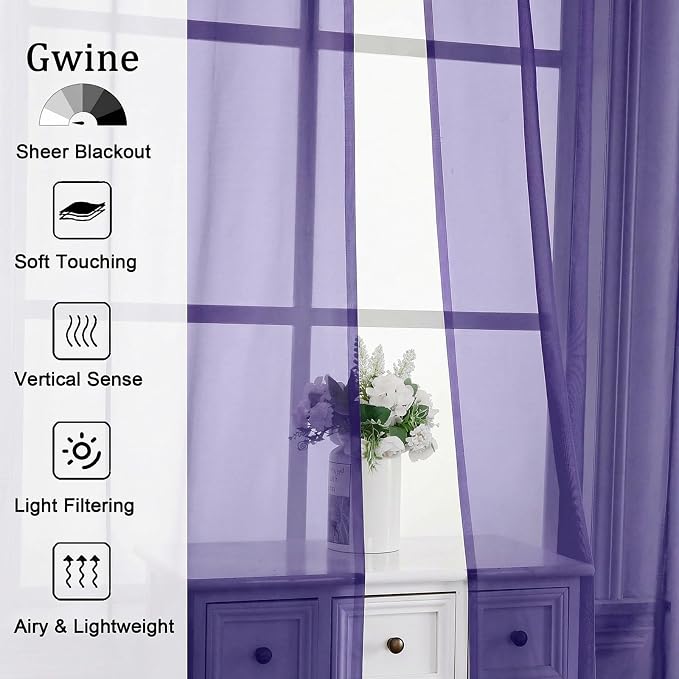 Gwine Sheer Curtains 63 Inch Length - Image 4