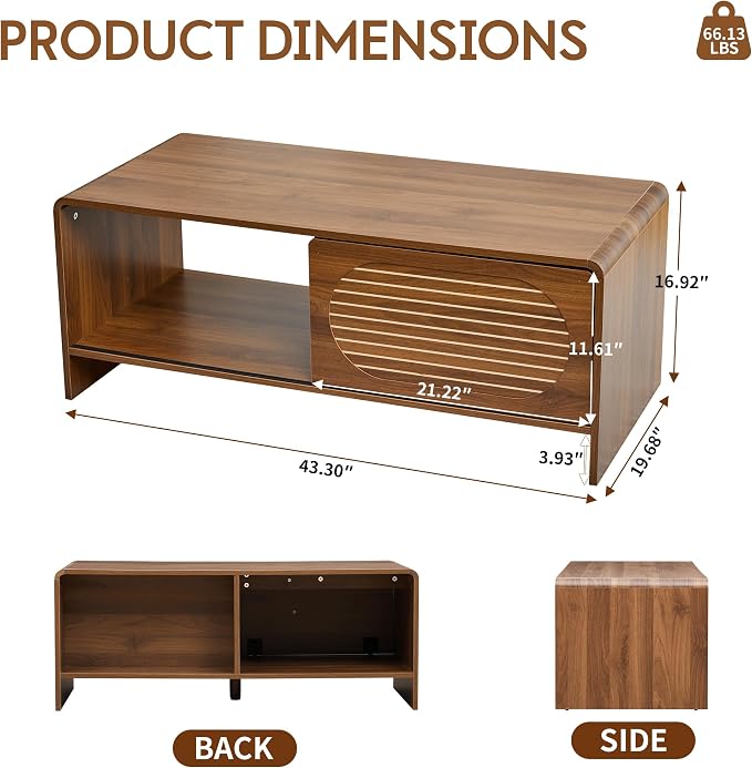 43.3“ Mid Century Modern Coffee Table - Image 2