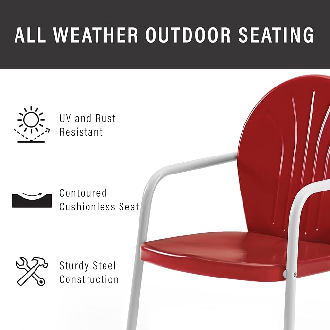 Crosley Furniture Griffith Outdoor Chair, Retro Metal Patio Chairs - Image 7