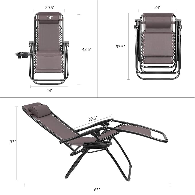 Devoko Patio Zero Gravity Chair Outdoor Folding Adjustable Reclining Chairs - Image 2