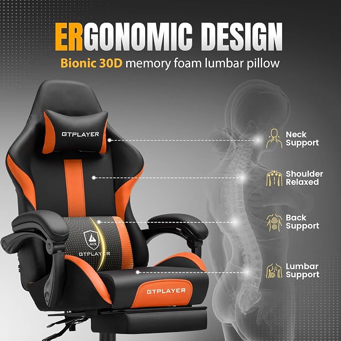 GTPLAYER Gaming Chair with Pocket Spring Cushion, Leather Office Chair with - Image 5